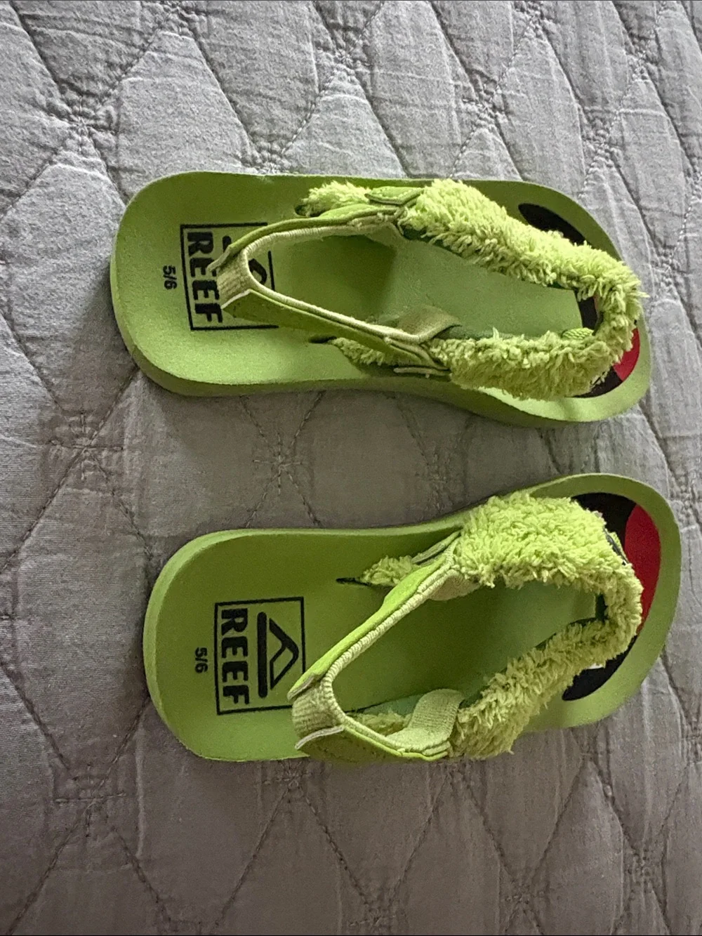 Reef Kids Lime Green Monster Slingback Sandals 5/6